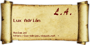 Lux Adrián névjegykártya